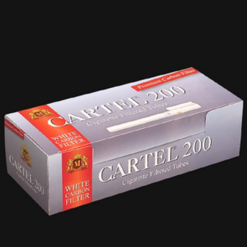 Сигаретные гильзы Cartel Carbon White (угольный фильтр), 20мм, 200 шт.