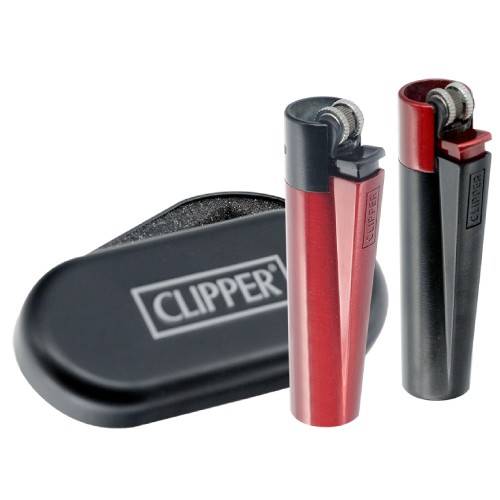 Зажигалка Clipper Metal By кремниевая, Бордовый металлик & Черный (арт.CM0S110)