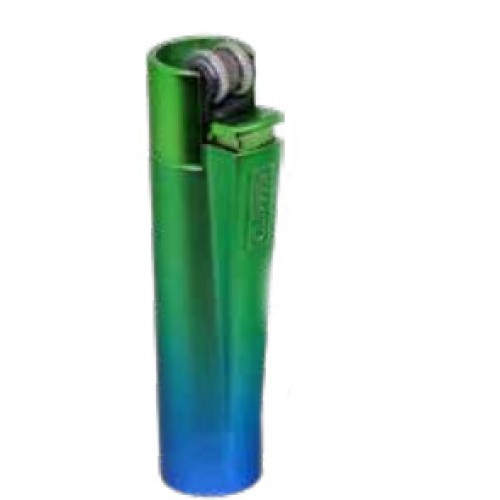 Зажигалка Clipper Metal By кремниевая, зелено-голубая (арт.CM0S131)