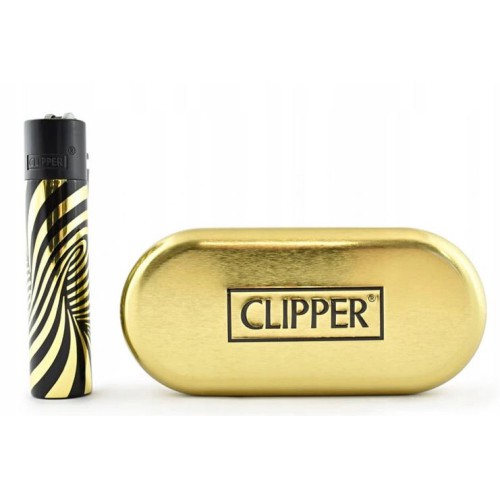 Зажигалка Clipper Metal By кремниевая, Zebra Gold (арт.СМ3S106)